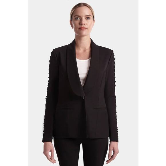 Capsule121 Womens XS Black Gaze Blazer Jacket Cut Out Stretch Career Chic OS36-3 - Picture 1 of 9